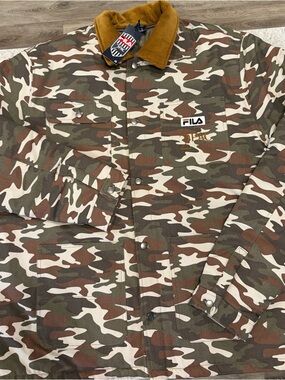 Fila Men's Camo Field Jacket with Mustard Corduroy Collar